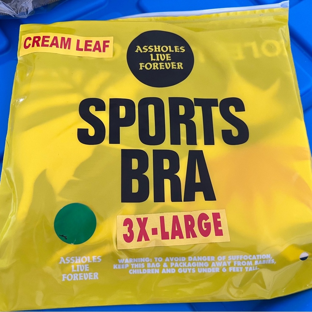 Assholes Live Forever Sports Bra - Size 3XL - New